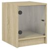 vidaXL Mesitas noche con puertas vidrio 2 uds roble Sonoma 35x37x42 cm