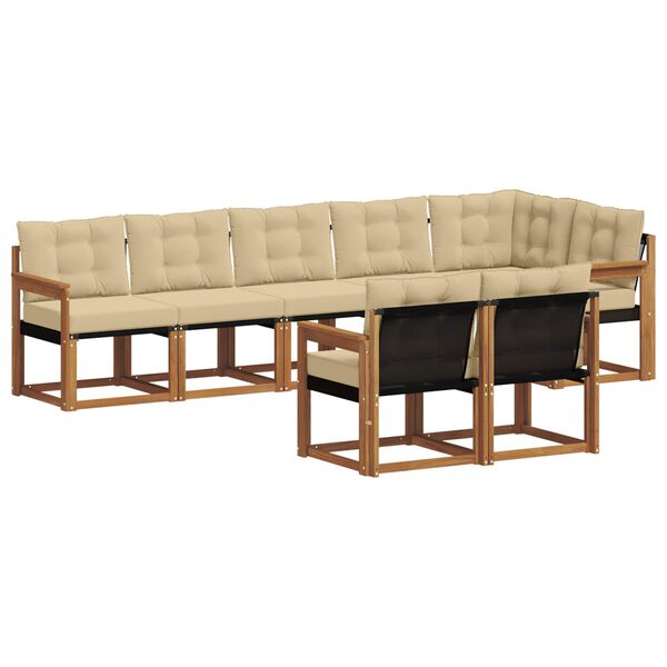 vidaXL Conjunto de sof&aacute;s de exterior con coj&iacute;n 8 pcs Natural y Beige