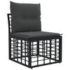 vidaXL Unidad de Sof&aacute; Modular Exterior Sin Brazo Negro 62 x 55 x 70 cm