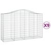 vidaXL Cestas de gaviones 9 uds forma de arco hierro 200x50x120/140 cm