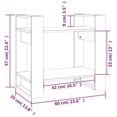 vidaXL Estantería/divisor de espacios madera pino blanco 60x35x57 cm
