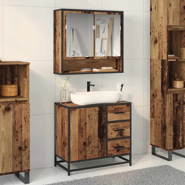 vidaXL Mueble de Cuarto de Baño Madera envejecida 65 x 33 x 60 cm