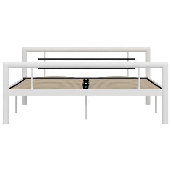 vidaXL Estructura de cama sin colch&oacute;n metal blanco y negro 160x200 cm