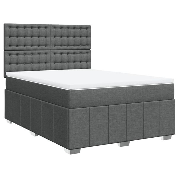 vidaXL Cama box spring con colch&oacute;n tela gris oscuro 160x200 cm