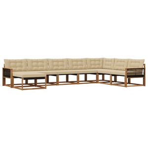 vidaXL Conjunto de sof&aacute;s de exterior con coj&iacute;n 8 pcs Natural y Beige