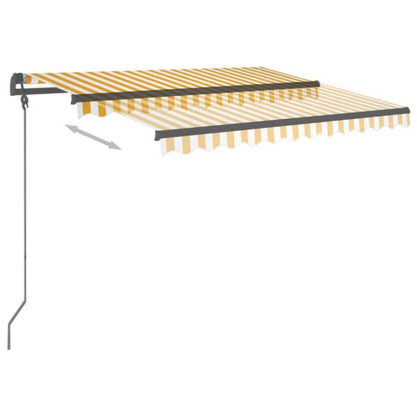 vidaXL Toldo autom&aacute;tico retr&aacute;ctil con postes amarillo blanco 3,5x2,5 m
