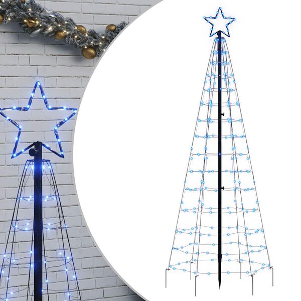 vidaXL &Aacute;rbol de Navidad LED con estacas 220 LEDs azul 180 cm