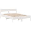 vidaXL Cama con estanter&iacute;a sin colch&oacute;n madera maciza blanca 140x190 cm