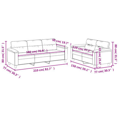 vidaXL Juego de sofás con cojines 2 piezas tela microfibra taupe
