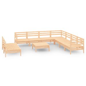 vidaXL Juego de muebles de jard&iacute;n 10 piezas madera maciza de pino