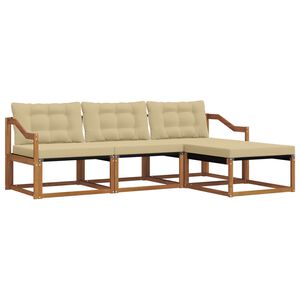 vidaXL Conjunto de sof&aacute;s de exterior con coj&iacute;n 4 pcs Natural y Beige