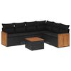 vidaXL Set de comedor de jard&iacute;n 7 pzas y cojines rat&aacute;n sint&eacute;tico negro