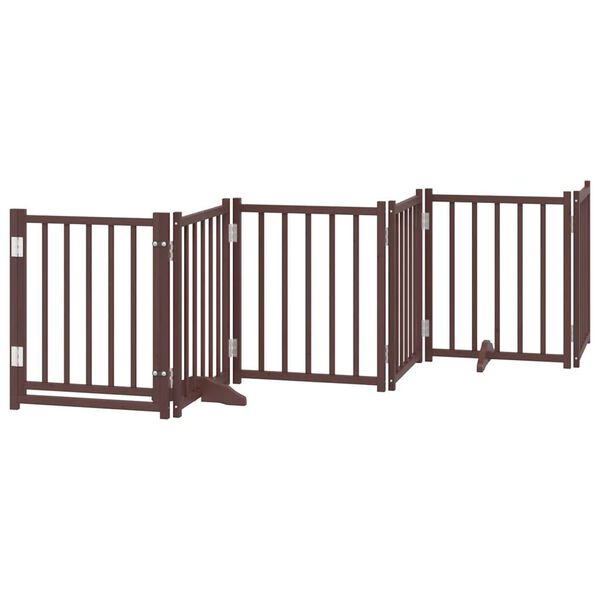 vidaXL Puerta de perros plegable 6 paneles madera abeto marr&oacute;n 300 cm