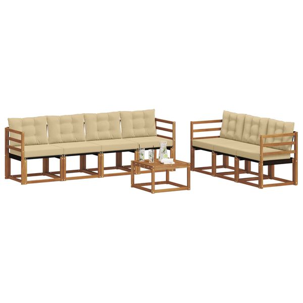 vidaXL Conjunto de sof&aacute;s de exterior con coj&iacute;n 8 pcs Natural y Beige