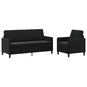 vidaXL Juego de Sof&aacute;s con Almacenamiento 2 uds. Negro Poli&eacute;ster