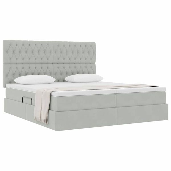 vidaXL Cama con almacenamiento Gris Claro 180 x 200 cm Terciopelo