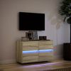 vidaXL Mueble de TV de pared con luces LED roble Sonoma 80x31x45 cm