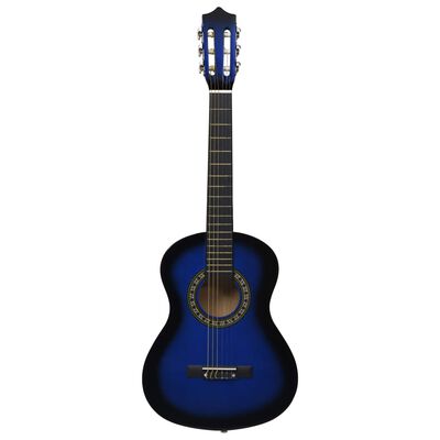 vidaXL Guitarra clásica principiante y niño con funda azul 1/2 34"