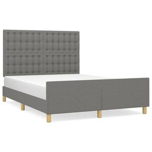 vidaXL Cama sin colch&oacute;n tela gris oscuro 140x190 cm