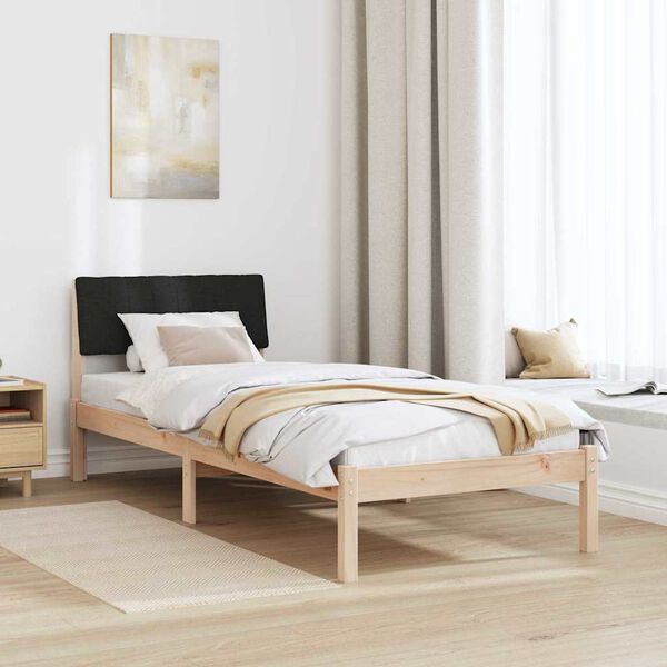 vidaXL Estructura de cama con cabecera Marr&oacute;n y negro 75 x 190 cm