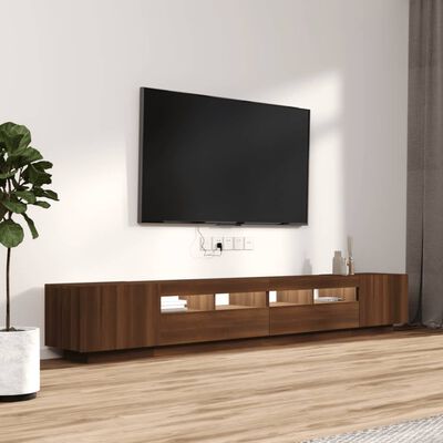 vidaXL Set muebles TV con LED 2 pzas madera contrachapada marrón roble