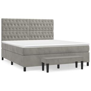 vidaXL Cama box spring con colch&oacute;n terciopelo gris claro 180x200 cm
