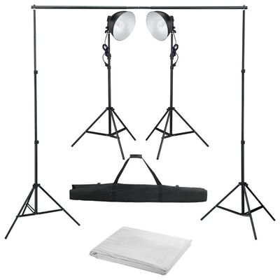 vidaXL Kit de estudio fotográfico con luz de estudio y telón de fondo