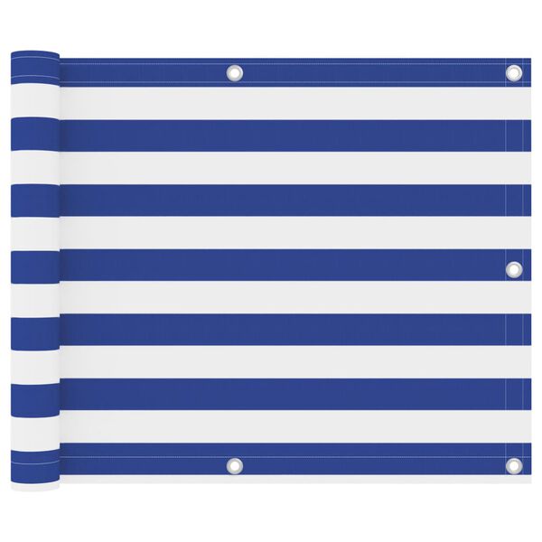 vidaXL Toldo para balc&oacute;n tela oxford blanco y azul 75x600 cm