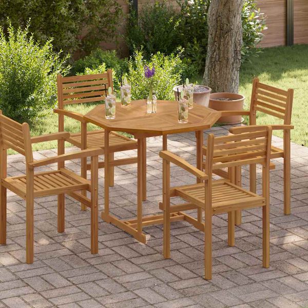 vidaXL Tablero de mesa octogonal de madera maciza de teca 90x90x2,5 cm
