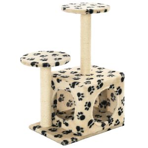 vidaXL Rascador para gatos con poste de sisal huellas beige 60 cm