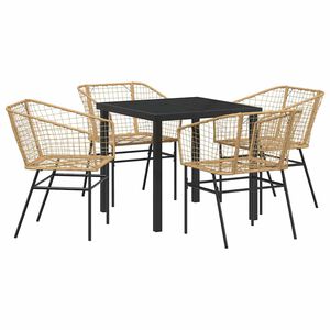 vidaXL Conjunto de Comedor de Jard&iacute;n 5 pcs Marr&oacute;n rat&aacute;n sint&eacute;tico
