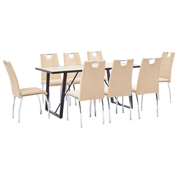 vidaXL Juego de comedor 9 piezas cuero sint&eacute;tico color crema