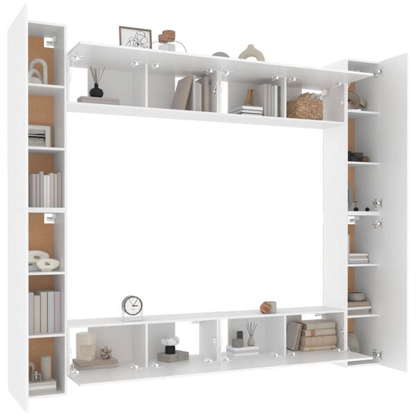 vidaXL Set de muebles para TV 8 piezas madera contrachapada blanco