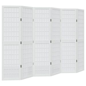 vidaXL Biombo separador de 6 paneles madera maciza Paulownia blanco