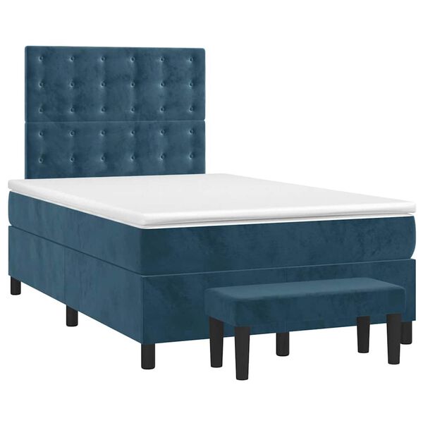 vidaXL Cama box spring con colch&oacute;n terciopelo azul oscuro 120x190 cm