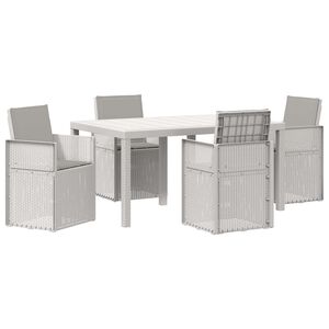 vidaXL Conjunto de Comedor de Jard&iacute;n 5 uds. Blanco y Gris Claro PP