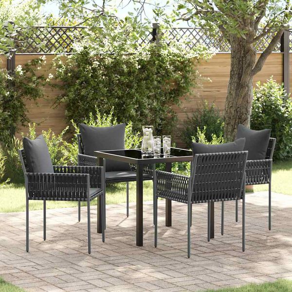vidaXL Conjunto de Comedor de Jard&iacute;n 5 pcs Negro y Gris