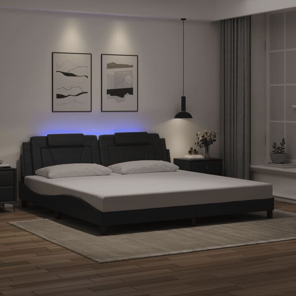 vidaXL Estructura de cama Viana con LED sin colch&oacute;n negro 200x200 cm