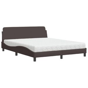vidaXL Cama con colch&oacute;n Dover de tela marr&oacute;n oscuro 160x200 cm