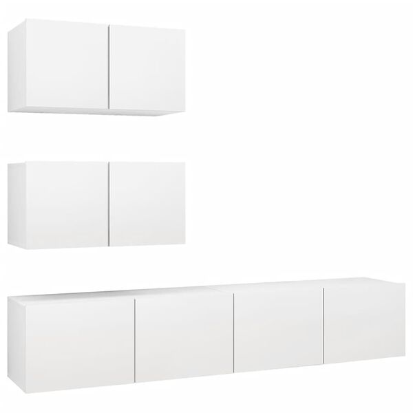vidaXL Set de muebles de salón TV 4 piezas madera de ingeniería blanco