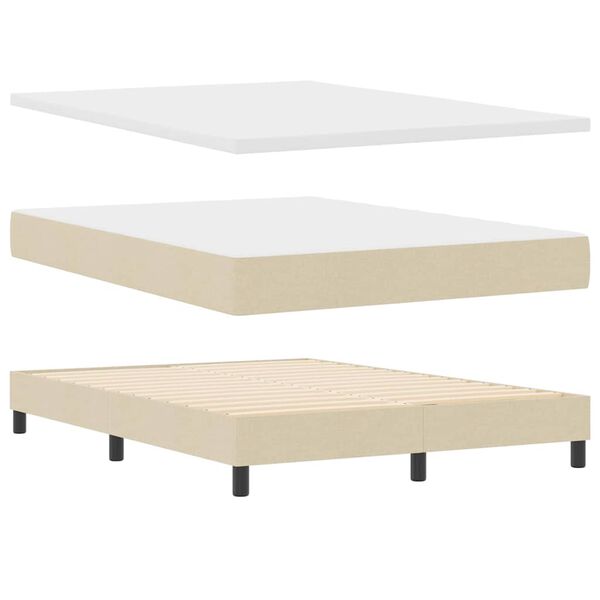 vidaXL Cama tipo Box Spring con colch&oacute;n Crema 160 x 200 cm tela