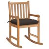 vidaXL Silla mecedora de madera maciza de teca con coj&iacute;n gris taupe