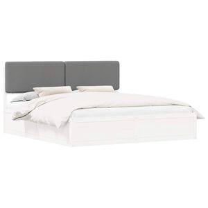 vidaXL Estructura de Cama con Cabecera Tapizada Gris Claro