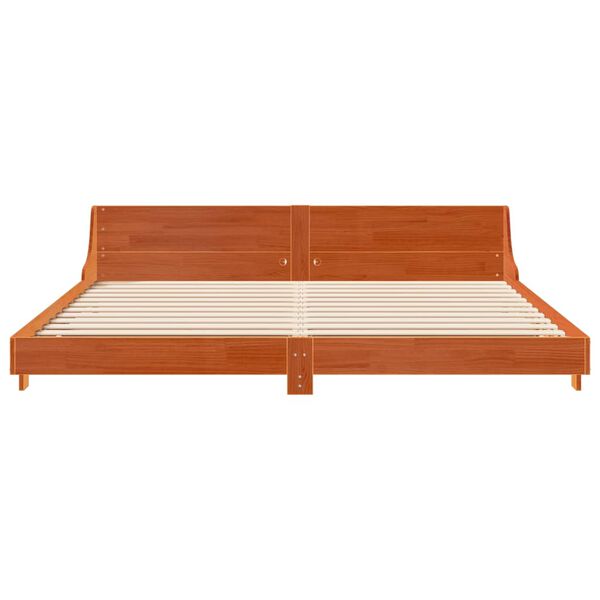vidaXL Cama sin colch&oacute;n madera maciza de pino marr&oacute;n cera 180x200 cm