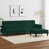 vidaXL Sof&aacute; cama de 2 plazas con taburete terciopelo verde oscuro