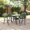 vidaXL Conjunto de mesa de jard&iacute;n 5 pcs Negro Aluminio fundido