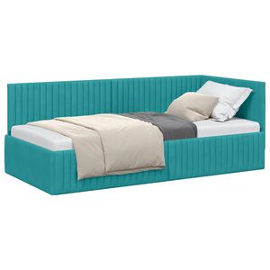 vidaXL Estructura de cama en esquina Tuquesa 90 cm x 200 cm Terciopelo
