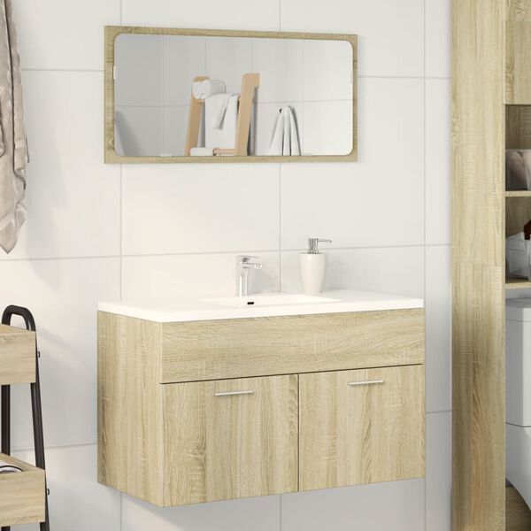 vidaXL Mueble de lavabo de ba&ntilde;o madera roble Sonoma 90x38,5x46 cm