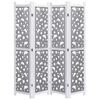 vidaXL Biombo de 4 paneles de madera maciza gris 140x165 cm