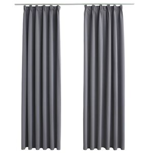 vidaXL Cortinas opacas con ganchos 2 unidades gris 140x175 cm